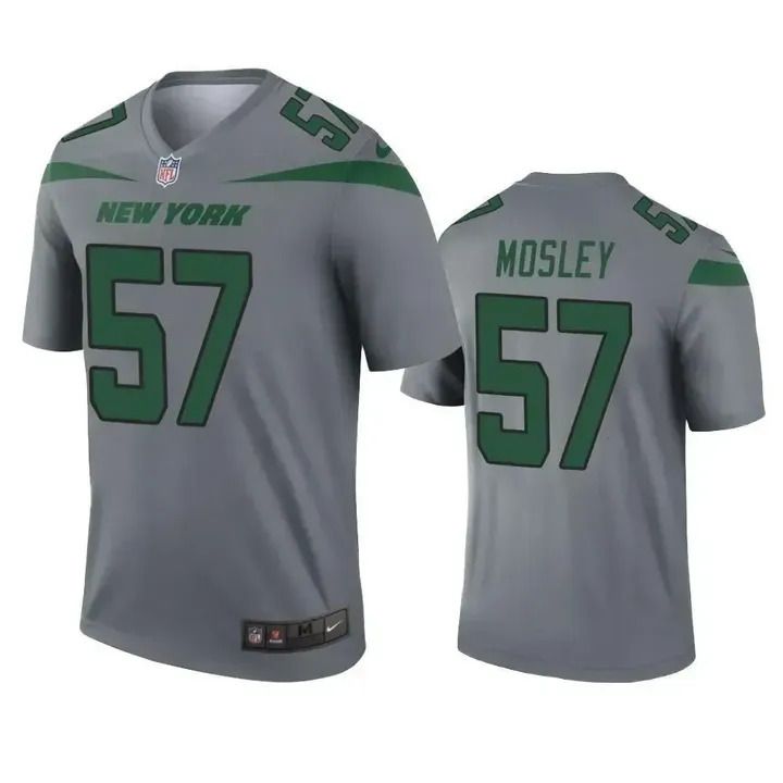 Men New York Jets 57 C.J. Mosley Nike Grey Inverted Legend NFL Jersey